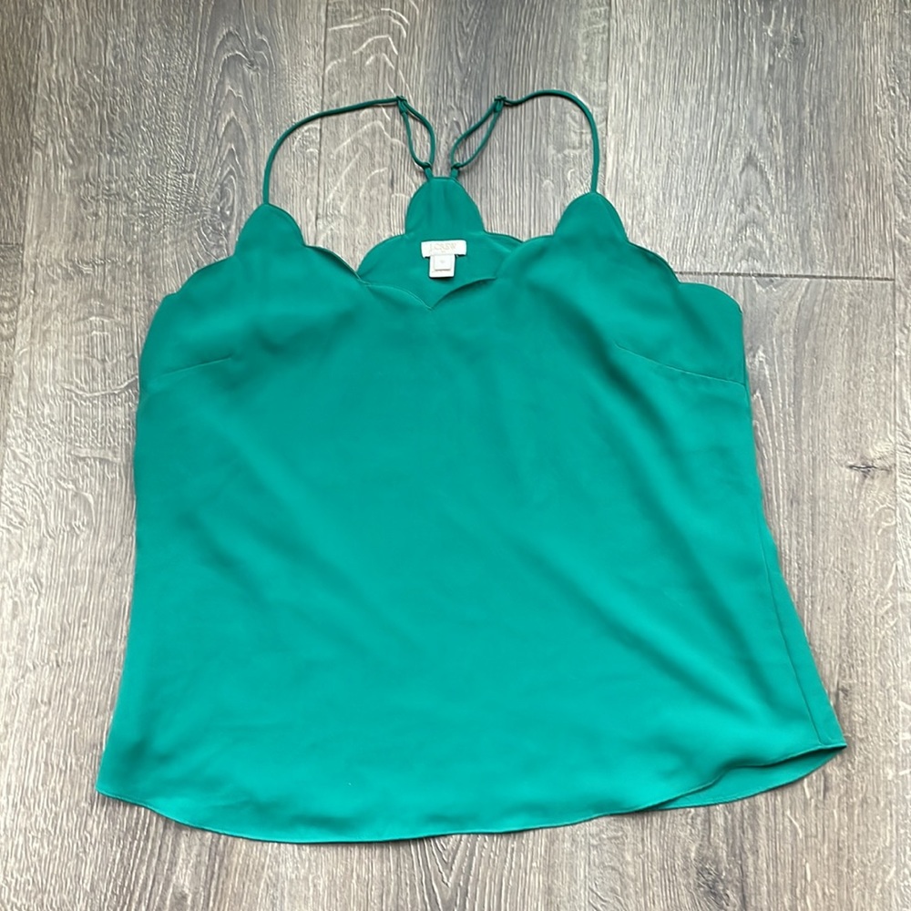 Green Jcrew Scalloped Tank